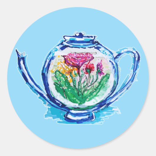 bloementheepot ronde sticker (Voorkant)