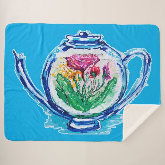 bloementheepot sherpa deken (Voorkant (horizontaal))