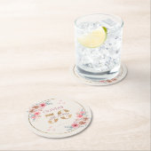 Bloementhema 50e verjaardag ronde kartonnen onderzetter (Insitu)