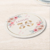 Bloementhema 50e verjaardag ronde kartonnen onderzetter (Gebogen)