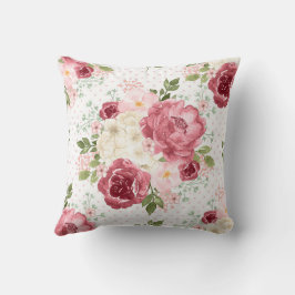 BLOEMENTIJM WATERCOLOR ROZE ROZEN KUSSENHOES KUSSEN