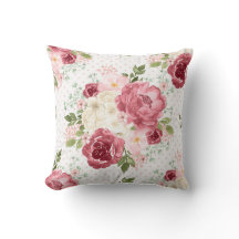 BLOEMENTIJM WATERCOLOR ROZE ROZEN KUSSENHOES