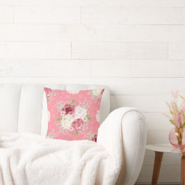 BLOEMENTIJMER WATERVERF ROZE ROZEN KUSSENHOES KUSSEN