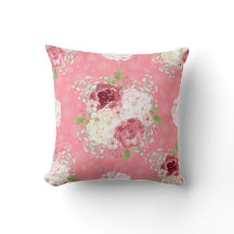BLOEMENTIJMER WATERVERF ROZE ROZEN KUSSENHOES