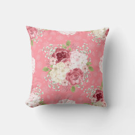 BLOEMENTIJMER WATERVERF ROZE ROZEN KUSSENHOES KUSSEN