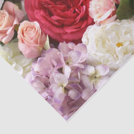 Bloementissuepapier met rozen en hortensia's tissuepapier (Detail)