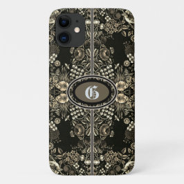  bloementjes Sepia Monogrammed Case-Mate iPhone Case