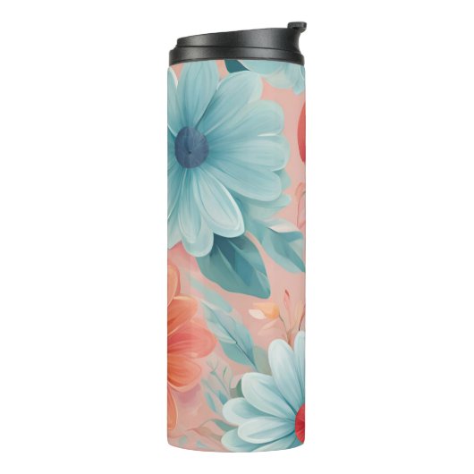 Bloementrommel – Stijlvol geïsoleerd bloemontwerp Thermosbeker (Gedraaid links)