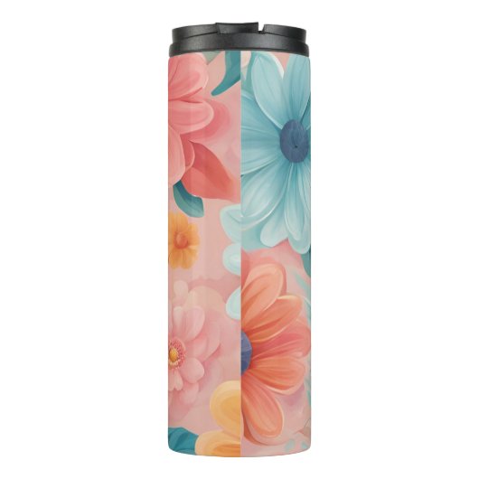 Bloementrommel – Stijlvol geïsoleerd bloemontwerp Thermosbeker (Achterkant)