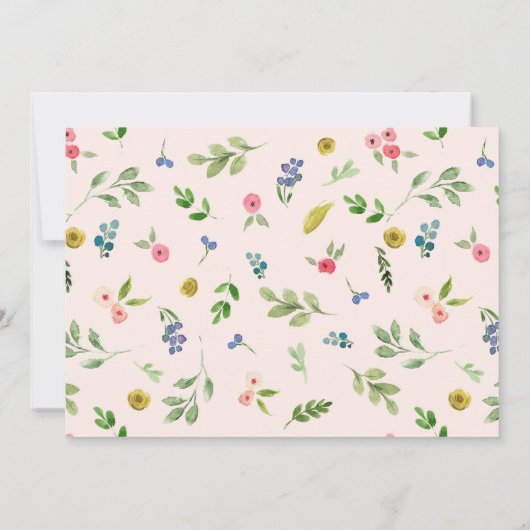 Bloementuin 1e verjaardag uitnodiging meisje foto (Achterkant)