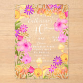 Bloementuin 40e verjaardag acryl uitnodigingen (Voorkant)