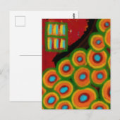 Bloementuin, Abstracte Digitale Schildering Briefkaart (Voorkant / Achterkant)
