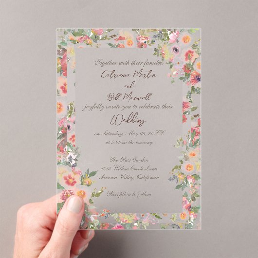 Bloementuin Acryl Clear Wedding Invitation Acryl Uitnodigingen (Insitu (Draagbaar))