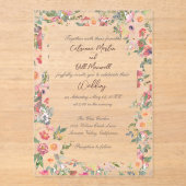 Bloementuin Acryl Clear Wedding Invitation Acryl Uitnodigingen (Voorkant)