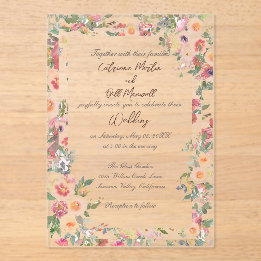 Bloementuin Acryl Clear Wedding Invitation Uitnodigingen