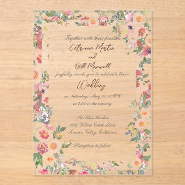 Bloementuin Acryl Clear Wedding Invitation Uitnodigingen