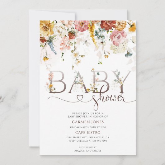 Bloementuin Baby Shower Kaart (Voorkant)
