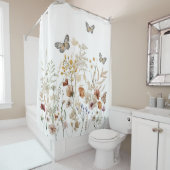 Bloementuin Badkamer Decor, Vlinder Douchegordijn (In situ)