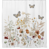 Bloementuin Badkamer Decor, Vlinder Douchegordijn (Voorkant)
