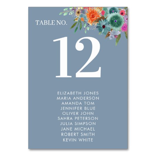 Bloementuin blauw Boho chique wilde bloem bruiloft Kaart (Voorkant)