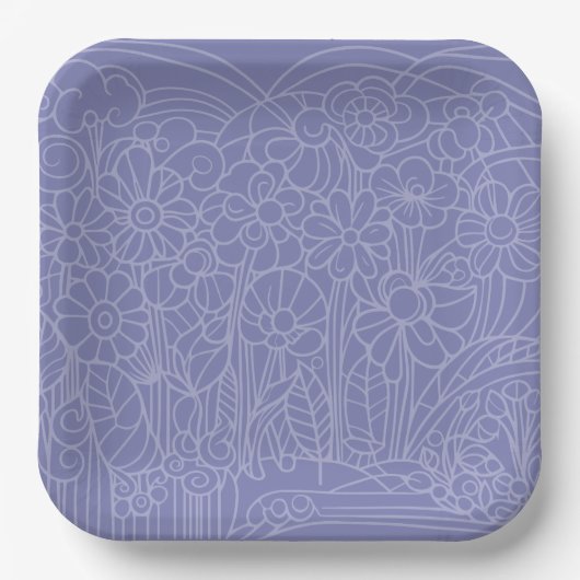 Bloementuin Blauw Papieren Bordje (Voorkant)