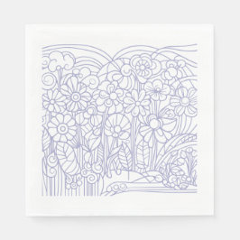 Bloementuin Blauw Servet