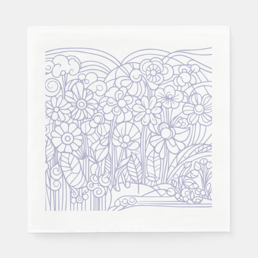 Bloementuin Blauw Servet (Voorkant)