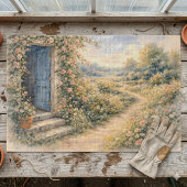 Bloementuin Blauwe Deur Bloemendecor Scene Legpuzzel
