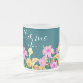 Bloementuin Blauwgroen Matglas Koffiemok (Voorkant rechts)