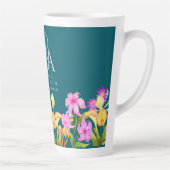 Bloementuin Blauwgroen monogram Latte Mok (Rechts)
