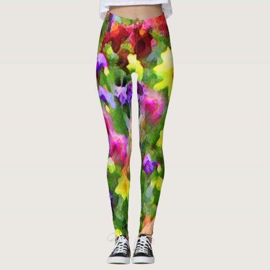 Bloementuin Bloemen Abstract Patroon Leggings (Voorkant)