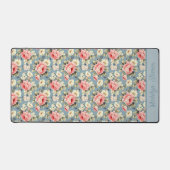 Bloementuin Bloemen Blauwe Monogram Naam Bureaumat (Voorkant)