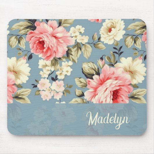 Bloementuin Bloemen Chic Shabby Script Muismat (Voorkant)