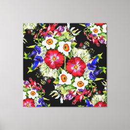 Bloementuin Bloemen Narcissus Bladgroen Rood Canvas Afdruk