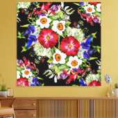 Bloementuin Bloemen Narcissus Bladgroen Rood Canvas Afdruk