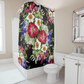 Bloementuin Bloemen Narcissus Bladgroen Rood Douchegordijn (In situ)