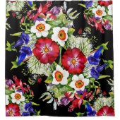 Bloementuin Bloemen Narcissus Bladgroen Rood Douchegordijn (Voorkant)