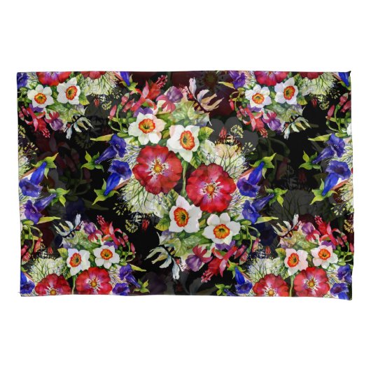 Bloementuin Bloemen Narcissus Bladgroen Rood Kussensloop (Voorkant-Links)