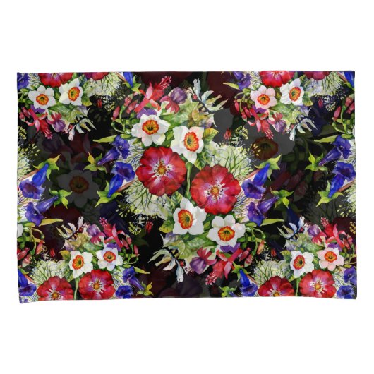 Bloementuin Bloemen Narcissus Bladgroen Rood Kussensloop (Voorkant-Rechts)