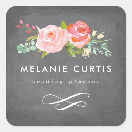 Bloementuin Bloemenkrijtbord Zakelijk Vierkante Sticker (Voorkant)