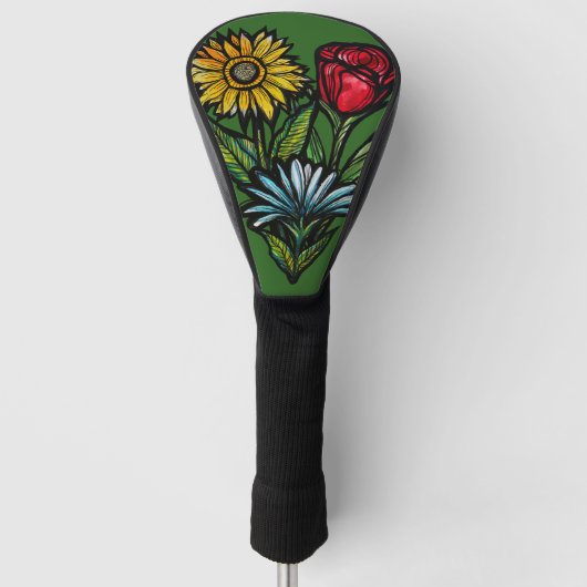 Bloementuin Bloemisten Roos Zonnebloem en Tulpen Golfheadcover (Voorkant)