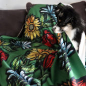 Bloementuin Bloemisten Roos Zonnebloem en Tulpen Sherpa Deken