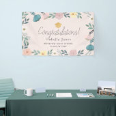 Bloementuin Blush Roze Afstuderen Spandoek (Beurs)