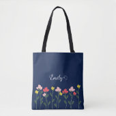 Bloementuin boodschappentas, Wilde Bloem Boodschap Tote Bag (Voorkant)