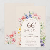 Bloementuin Boog grillig beige 66e verjaardag Kaart (Voorkant / Achterkant)