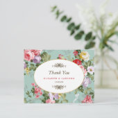 bloementuin botanische bruiloft dank u briefkaart (Staand voorkant)