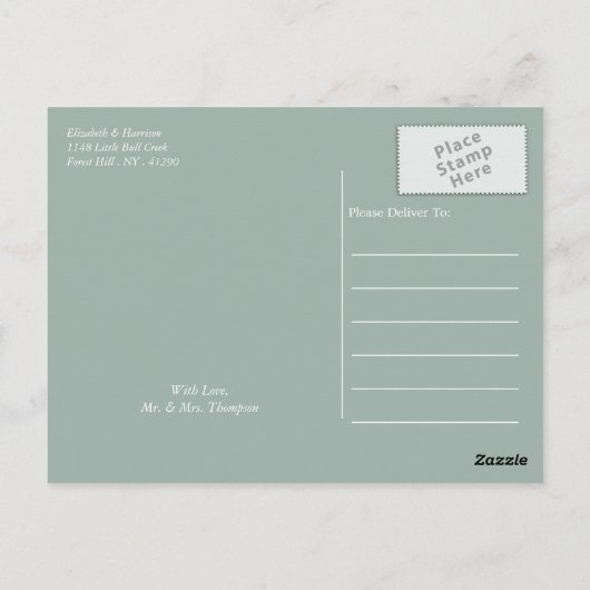 bloementuin botanische bruiloft dank u briefkaart (Achterkant)