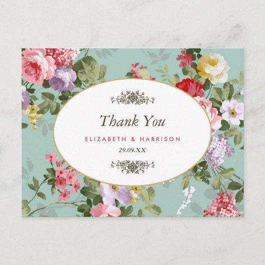 bloementuin botanische bruiloft dank u briefkaart (Voorkant)