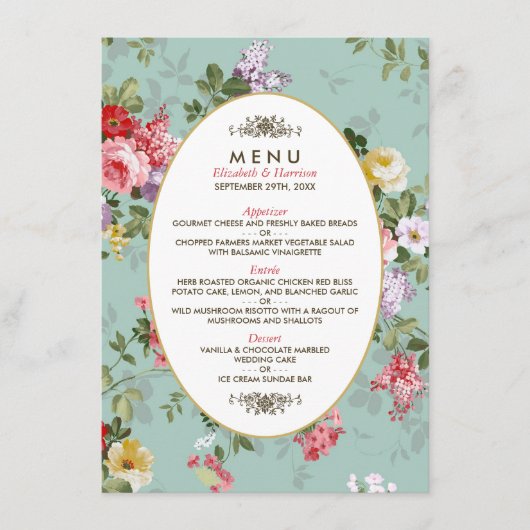  Bloementuin Botanische bruiloft Menu (Voorkant)