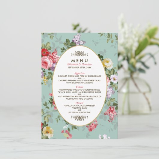 Bloementuin Botanische bruiloft Menu (Staand voorkant)